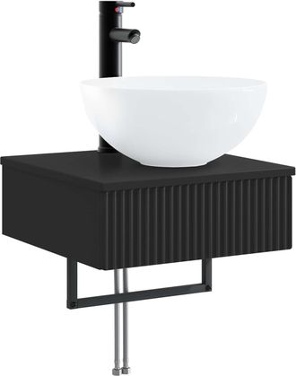 vidaXL Lavabo De Lavado Montado En La Pared Negro 40 X 41 X 40,5 Cm Vidaxl