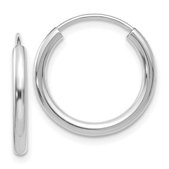 Diamond2Deal 10k White Gold Round Endless Hoop Earrings 0.61g