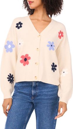 1.State Floral V-Neck Cardigan in Birch at Nordstrom Rack, Size X-Large