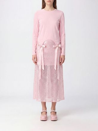 Simone Rocha Top a maniche lunghe in lyocell con ricami e fiocco