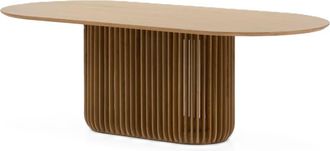 Woodek Mesa de comedor redonda de roble macizo di&aacute;m 190 cm, beige mate