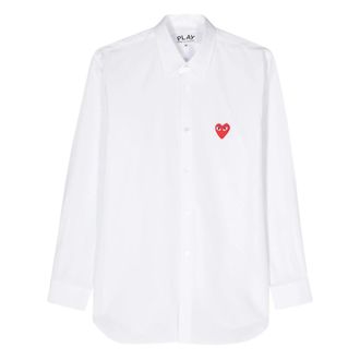Comme Des Gar&ccedil;ons Rood Embleem Geweven Unisex Shirt - Heren - Zakelijke Overhemden - Wit - XS - Overhemden