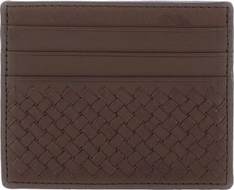 Dragon Diffusion Womens Leather Cardholder Woven Brown Calf Accessory
