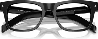 Prada 51mm Rectangular Sunglasses in Black/clear Blue Light at Nordstrom