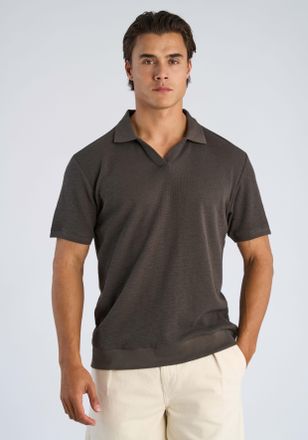 Lindbergh Kurzarmshirt LINDBERGH, Herren, Gr. XXL, ebony braun, Piqu&eacute;, Obermaterial: 100% Baumwolle, unifarben, regular fit h&uuml;ftbedeckend, V-Ausschnitt, elastis