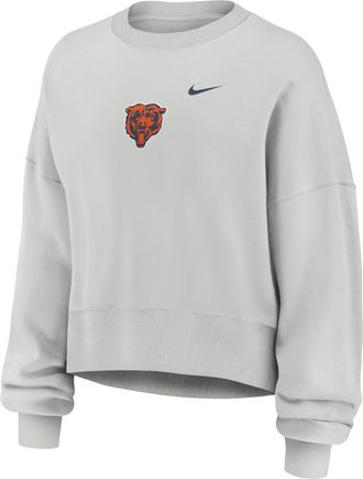 Nike Chicago Bears Primetime Phoenix Nike Womens NFL Oversized Pullover Crew in Grey | 01D70BB7Q-CSV