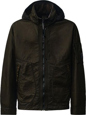 C.P. Company Textured Brown Bi-Face Reversible Jacket With Hood And Stand Collar