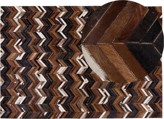 Beliani Beliani - Alfombra De Piel De Vaca Marr&oacute;n 160 X 230 Cm Patchwork Zig Zag Rectangular Balat