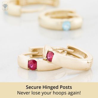 MAX + STONE 14k Yellow or White Gold Small Round Gemstone Huggie Hoop Earrings