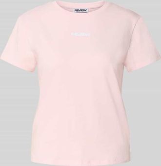 Review T-Shirt mit Rundhalsausschnitt und Logo-Stitching in Rose, Gr&ouml;&szlig;e XL
