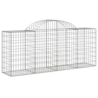 Berkfield Home Decorative Arched Gabion Baskets 25 pcs 200x50x80/100 cm Galvanis in Silver