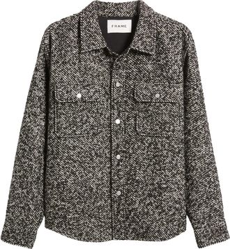 Frame Denim Mens Tweed Textured Overshirt Jacket In Grey