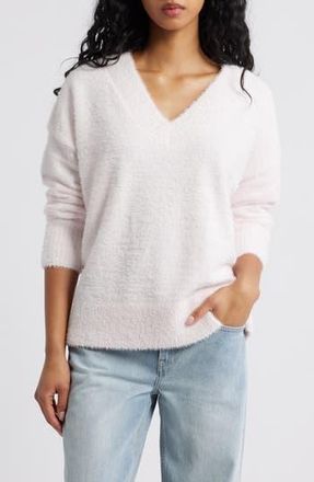 BP. Fuzzy V-Neck Sweater in Pink Primrose at Nordstrom Rack, Size Medium