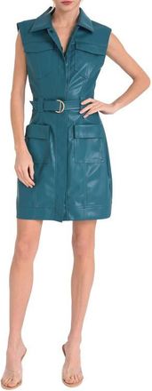 Ciebon Ella Sleeveless Faux Leather Minidress in Teal Green at Nordstrom, Size Medium