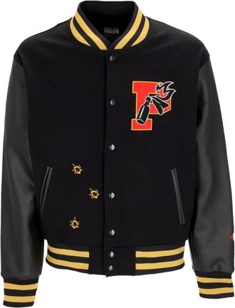 PROPAGANDA Zwarte Varsity College Jas Eco-leer - Heren - Bomber jackets - Zwart - XL - Leer - Jassen