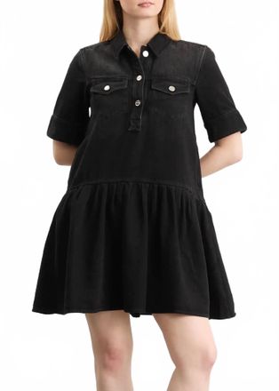 Ganni Future Soft Rigid Denim Mini Dress In Washedblack