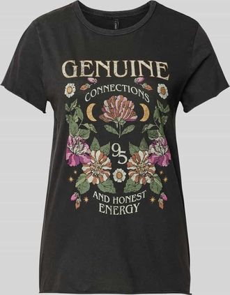 Only Regular Fit T-Shirt aus reiner Baumwolle mit Motiv-Print Modell LUCY LIFE in Black, Gr&ouml;&szlig;e XS