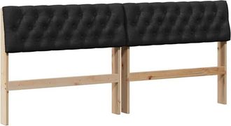 vidaXL Cabecero Tapizado Negro 180 Cm Madera De Pino Macizo Vidaxl