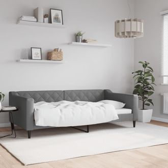 vidaXL Sof&aacute; Cama Sin Colch&oacute;n Tela Gris Oscuro 90x190 Cm Vidaxl
