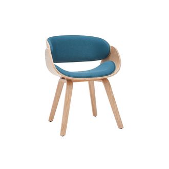 Miliboo Silla Tejido Azul Petr&oacute;leo Y Madera Clara Bent