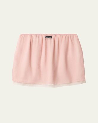 Miu Miu Layered Crinkle Silk Chiffon Mini Skirt