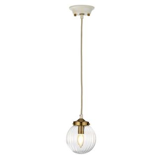 Loops 1 Bulb Ceiling Pendant Cream Painted Aged Brass Finish Plated LED E14 60W in Metallics