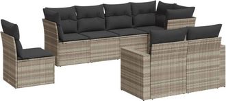 vidaXL Vidaxl - Set De Sof&aacute;s De Jard&iacute;n 8 Pzas Y Cojines Rat&aacute;n Sint&eacute;tico Gris