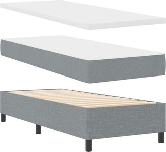 vidaXL Vidaxl - Box Spring Bed with Mattress Light Grey 80 x 200 cm Fabric