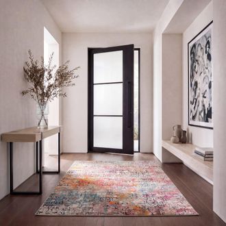 Safavieh Alfombra contempor&aacute;neo de polipropileno gris/rosa, 91 x 152 cm