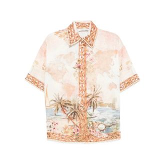 Zimmermann Shirts, female, Beige, Size: 3XS Island-map Print Shirt