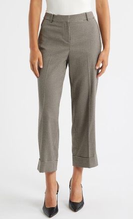 Anne Klein Cuff Flat Front Pants in Light Coffee Multi at Nordstrom, Size 12