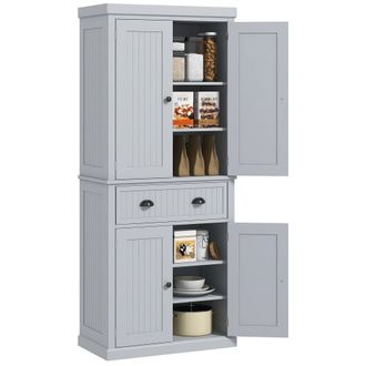 HOMCOM Freestanding Kitchen Storage Cabinet Drawers Cupboards Shelves Grey | TJ Hughes