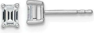 Diamond2Deal 14k White Gold 1/2 ct Emerald Lab Grown Diamond Stud Earrings VS Clarity, G-H Color