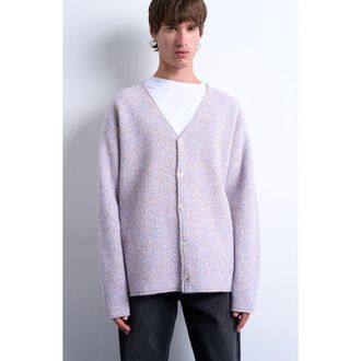 Topman Twist Yarn V-Neck Cardigan in Lilac at Nordstrom Rack, Size Medium