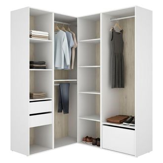 Dmora Guardarropa Grande Rawlinson, Armario Modular, 11 Estantes, Colgadores, 145x205h Cm Blanco