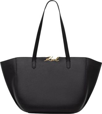 Karl Lagerfeld K/Signature Tote - Dames - Shoppers - Zwart - ONE Size - Leer - Tassen