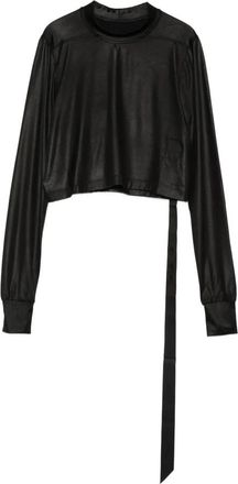 Rick Owens Cropped Level LS - Dames - Longsleeves - Zwart - M - Nylon - Tops