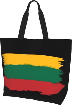 AOOEDM Lithuania Flag Ladies Canvas Tote Reusable Shopping Bag