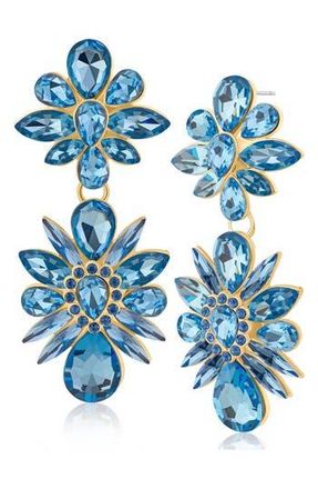 Jardin Crysal Flower Drop Earrings in Blue/Gold at Nordstrom Rack