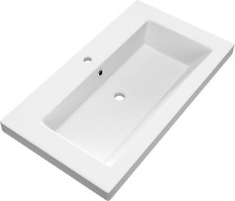 Marcel Breuer Solar Medium wastafel 80x46x5cm - 1 wasbak - 1 kraangat - mineraalmarmer - mat wit