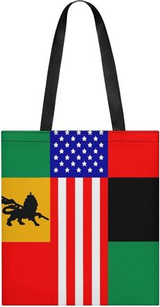 Generic African U.S. Unity Flag Womens Tote Casual Shopping Bag Lightweight Shoulder Bags Hobos Handbag for Work Travel Daily 35x40cm