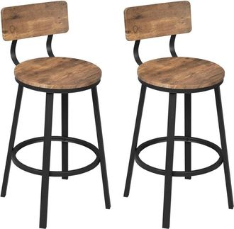 Woltu Set di 2 Sgabelli da Bar con Schienale in Stile Industriale Vintage con Poggiapiedi Forma Rotonda, Marrone rustico - Woltu