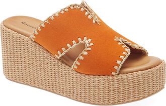 Chocolat Blu Jaxx Platform Wedge Sandal in Orange Suede at Nordstrom, Size 9-9.5Us