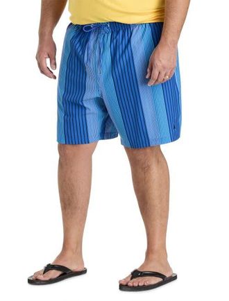 Nautica Big & Tall Vertical Stripe Swim Trunks in Olympicblu at Nordstrom, Size 5X Big