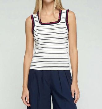 Vilagallo Striped Point Top In Navy/red