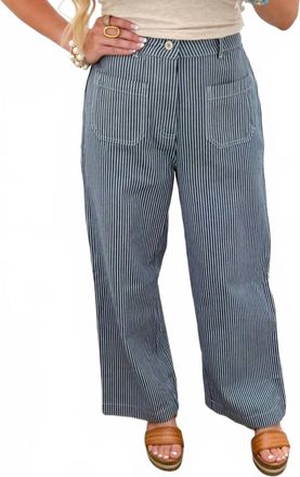 Entro Coastal Lines Striped Pants In Navy