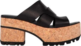 Homers Womens Venice Leather Platform Wedges In Volanto Nero