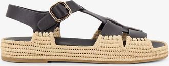Paloma Barcel&oacute; Sandali Yuka in pelle con suola in rafia intrecciata - PALOMA BARCELO - gender_Woman