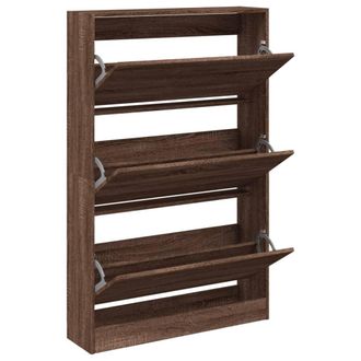 vidaXL Vidaxl - Zapatero De Madera De Ingenier&iacute;a Marr&oacute;n Roble 80x21x125,5 Cm
