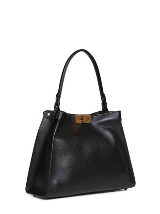Fendi Womens Handbag Way Medium Black-Chocolate Calf Leather Handbags Hand Bags